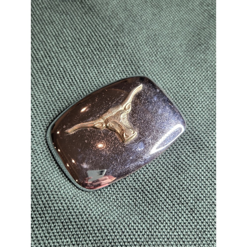 Vintage Chrome Brass Longhorn Steer Head Belt Buckle Made in USA - Picture 2 of 8